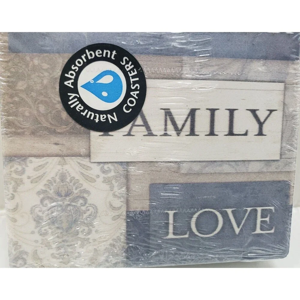 Set of 2 Same Cork Backed Stoneware Coasters (4